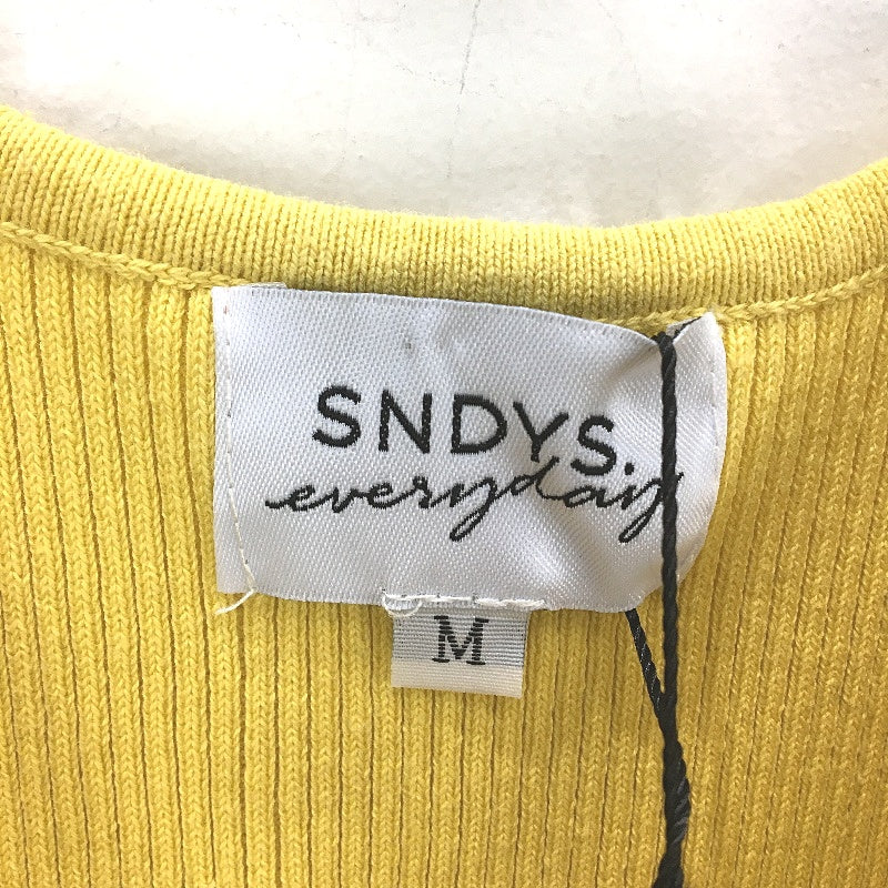 SNDYS 100% Cotton Marigold Yellow Stretch Ribbed Slim Fit Sleeveless Dress NEW