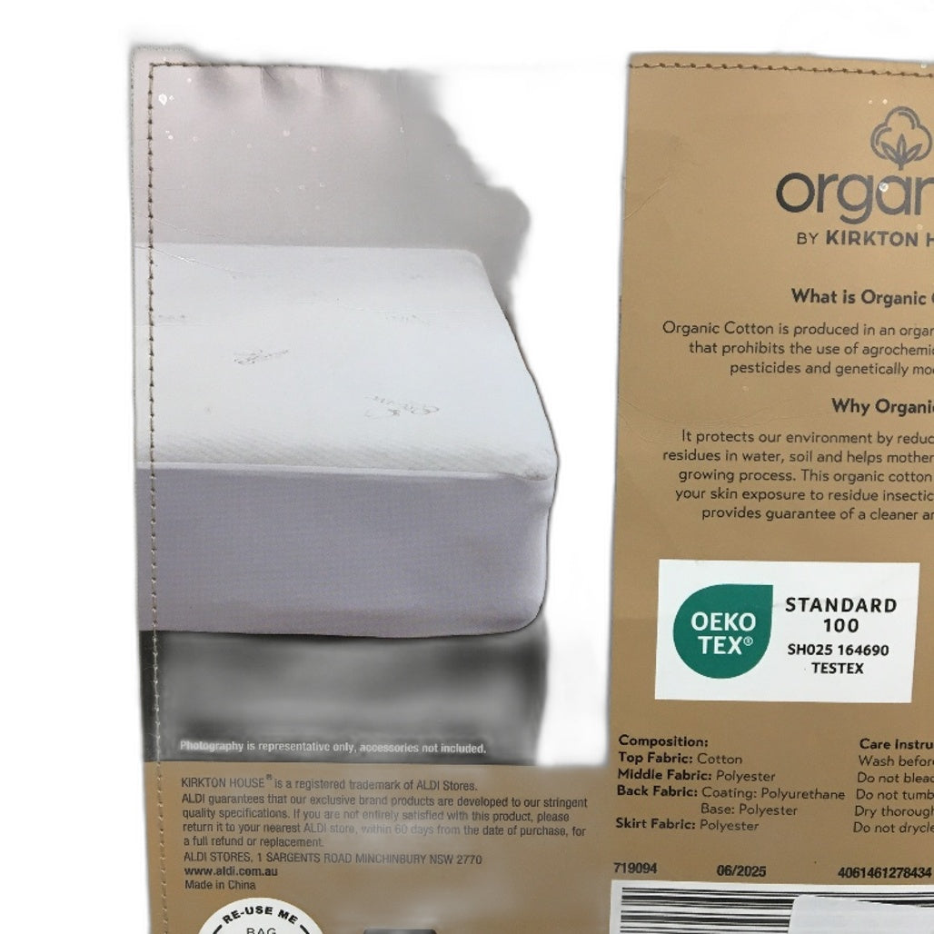 Kirkton House Organics Cotton Waterproof Mattress Protector QUEEN Bed NEW