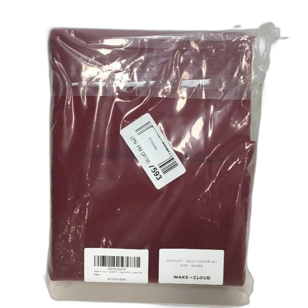 Wake In Cloud Easycare Quickdry Burgandy Red Quit Cover Set QUEEN Bed NEW