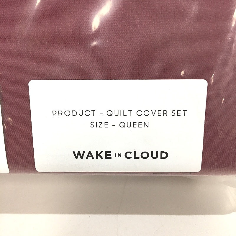 Wake In Cloud Easycare Quickdry Burgandy Red Quit Cover Set QUEEN Bed NEW