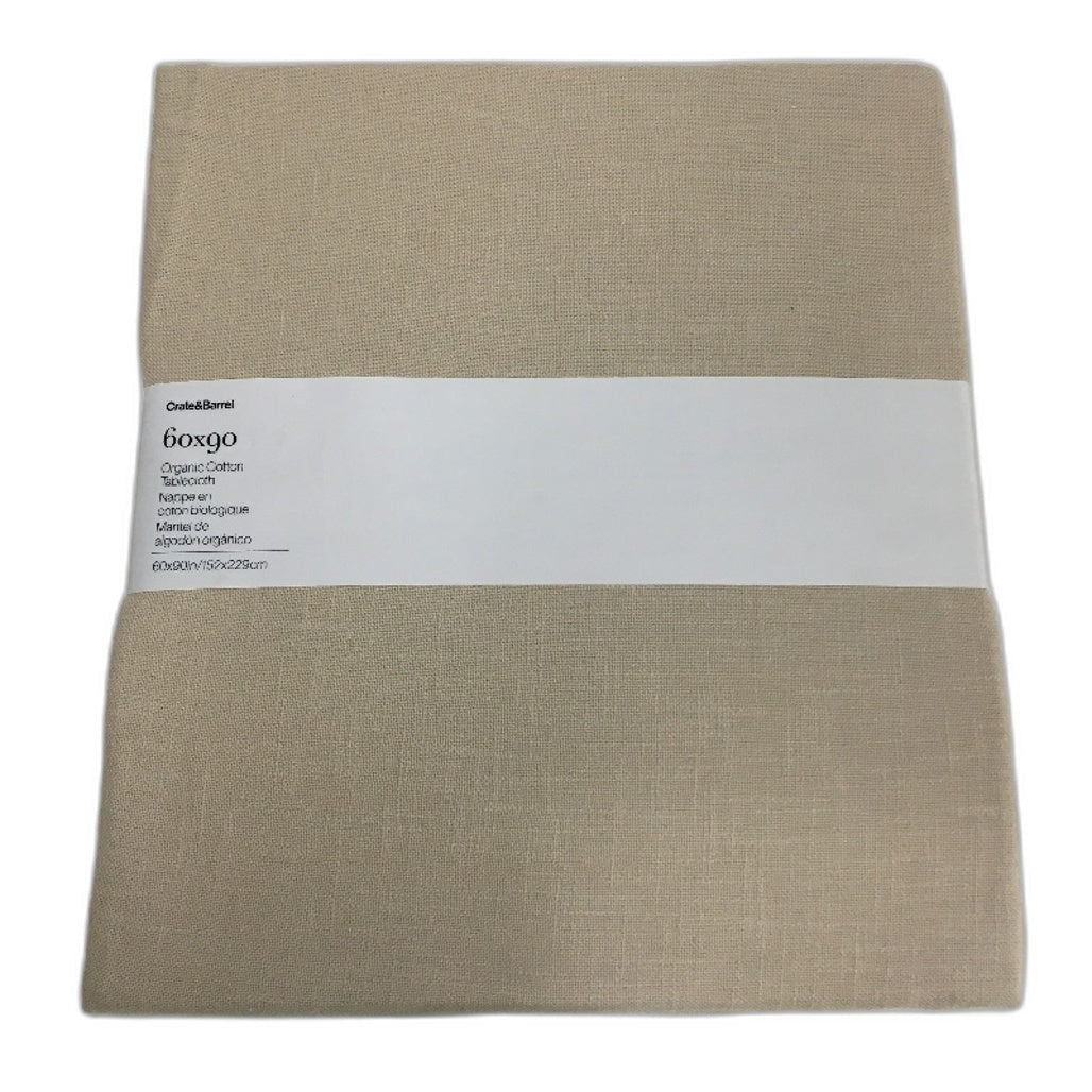 Crate & Barrel Merrow Stitch Flax Organic Cotton Tablecloth 60x90cm NEW