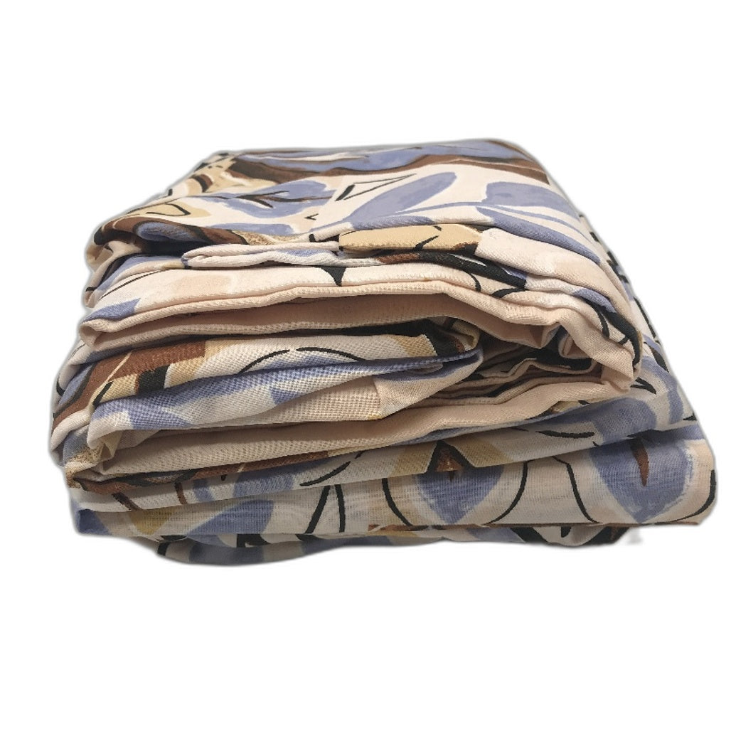 Target Home Blue Brown Floral Geo Pattern Cotton Blend Quilt Cover Set QUEEN NEW