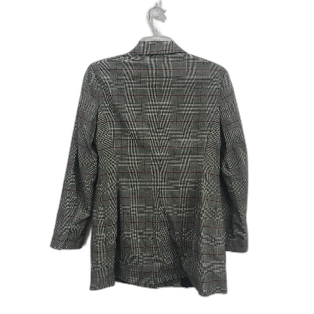 Zara Basic Black White Check Red Stripe Blazer Jacket Ladies Size L
