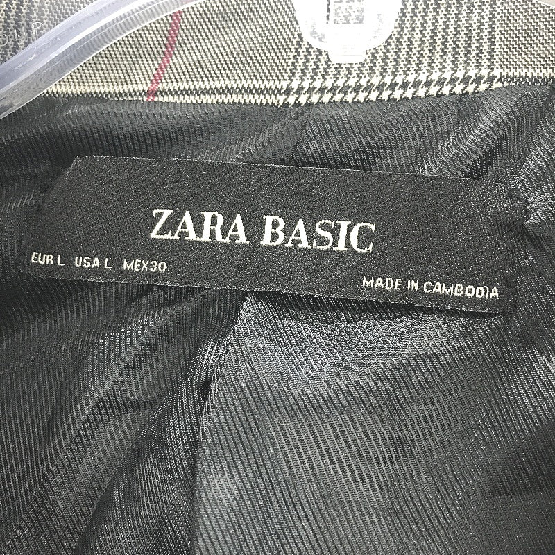 Zara Basic Black White Check Red Stripe Blazer Jacket Ladies Size L