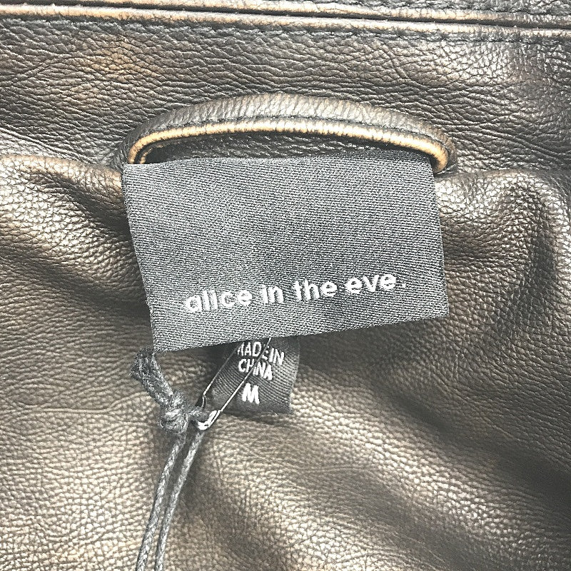 Alice In The Eve Distressed Look Brown Faux Leather Biker Jacket Ladies Sz M NEW