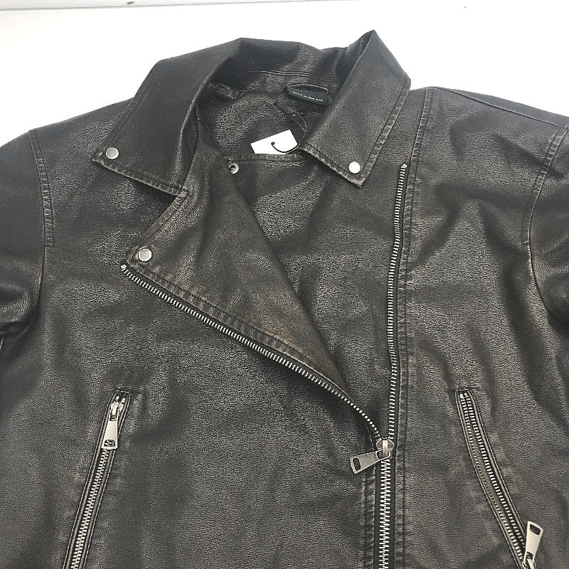 Alice In The Eve Distressed Look Brown Faux Leather Biker Jacket Ladies Sz M NEW