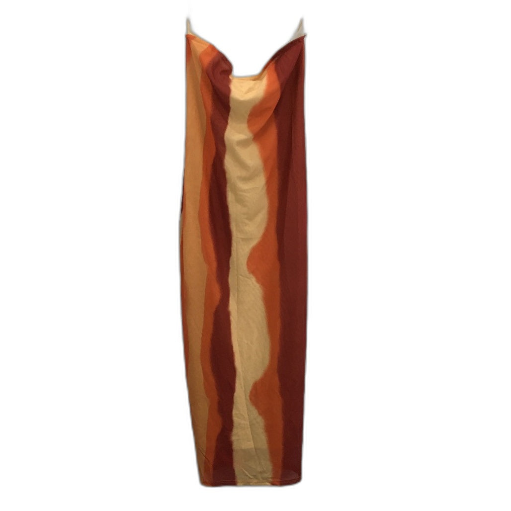 SNDYS Orange Dye Pattern Mesh Midi Tube Dress Ladies Size Small NEW