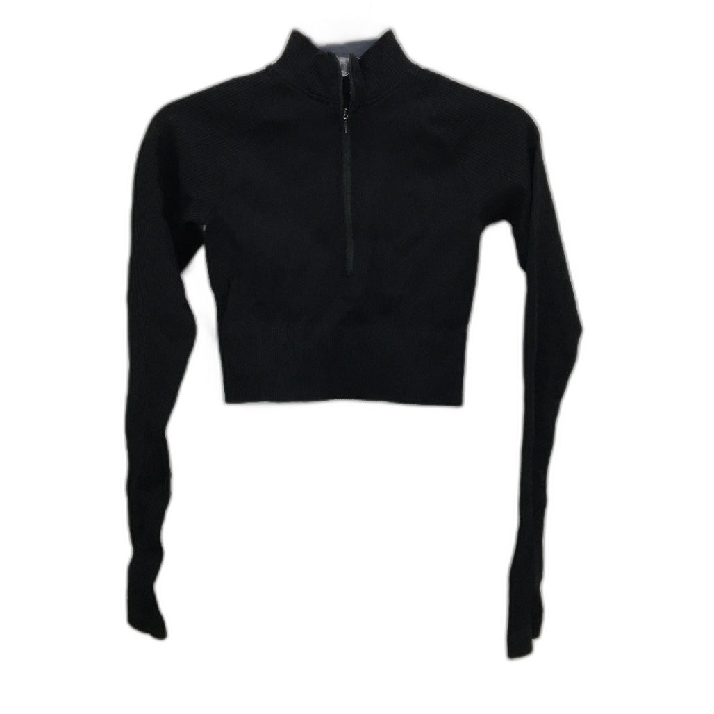 Subtitled Sports Club Long Sleeve Quarter Zip Black Top Ladies Size XS/S NEW