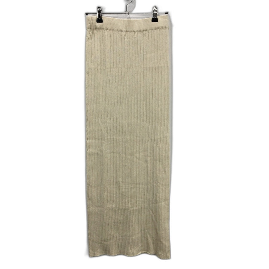 Subtitled Ribbed Knit Cream Viscose Maxi Skirt Ladies Size Small NEW