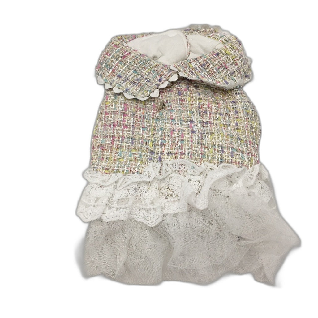 Chic Multicoloured Pastel Doggy Button Up Dress Up Dog Vest Tutu Size 2XS