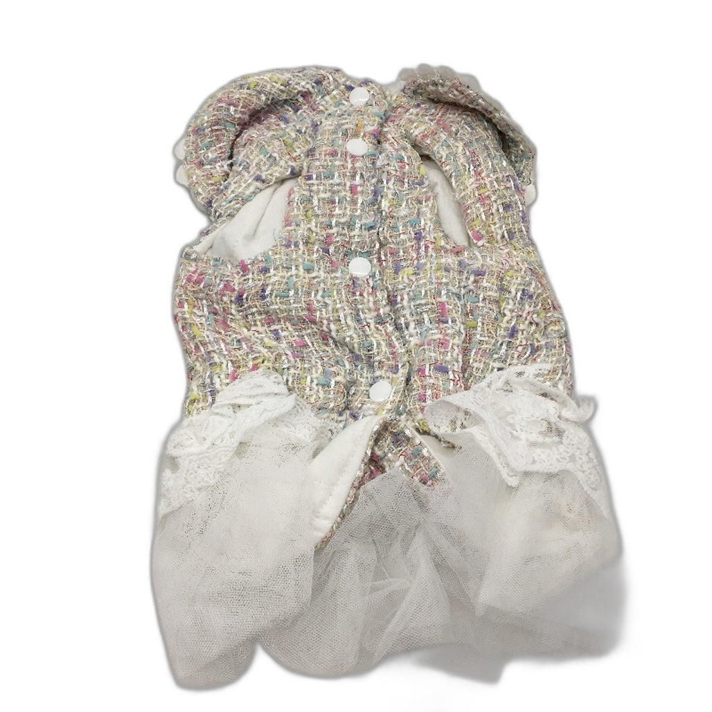 Chic Multicoloured Pastel Doggy Button Up Dress Up Dog Vest Tutu Size 2XS