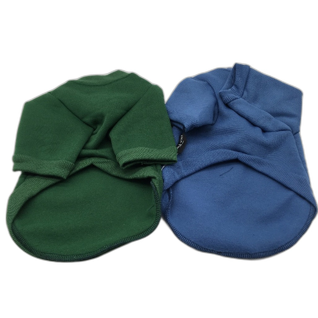 Milo & Mink 4 Pcs Blue&Green Fleece Doggy Sweaters & Collars Bundle Dog Size XS