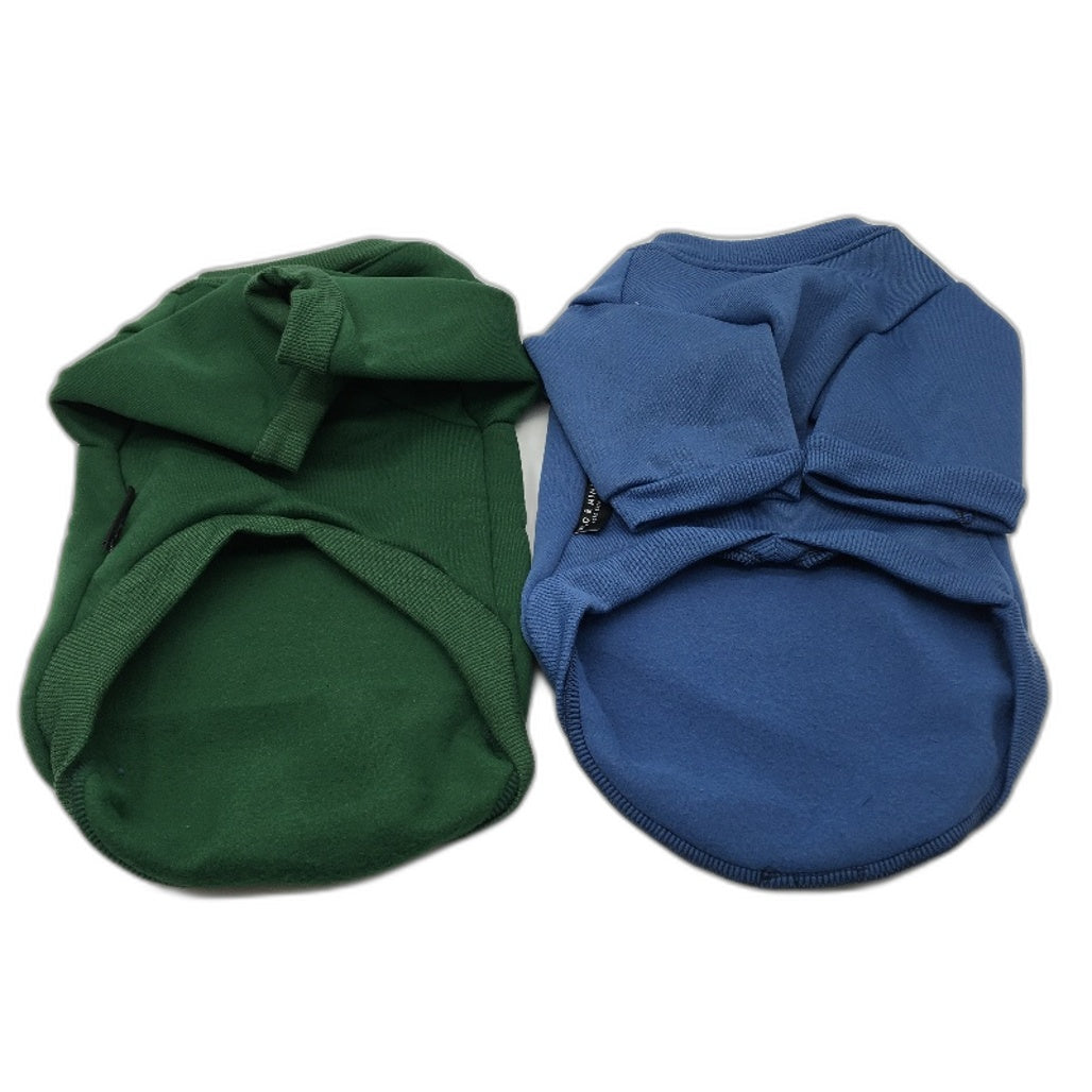 Milo & Mink 4 Pcs Blue&Green Fleece Doggy Sweaters & Collars Bundle Dog Size S