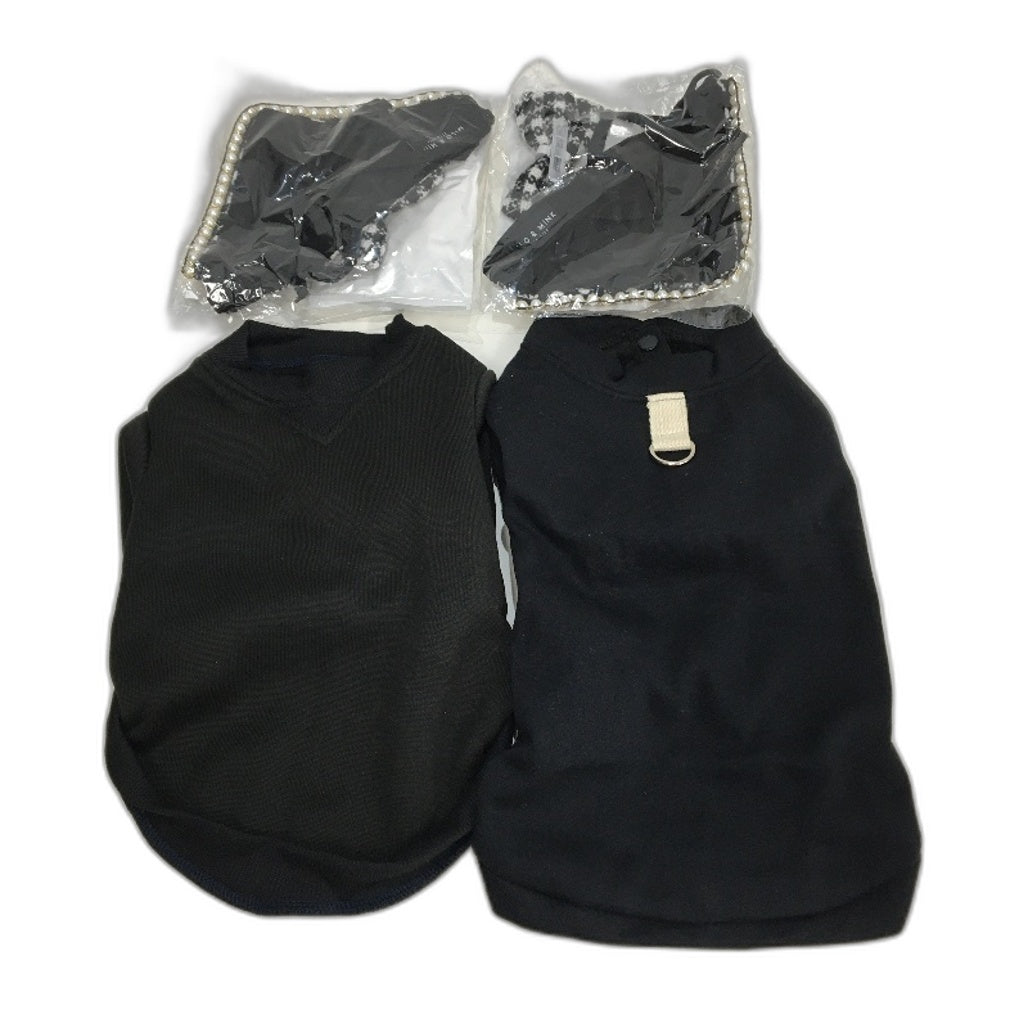 Milo & Mink 8 Pcs Black Fleece Doggy Jumpers & Accessories Bundle Dog Size XS