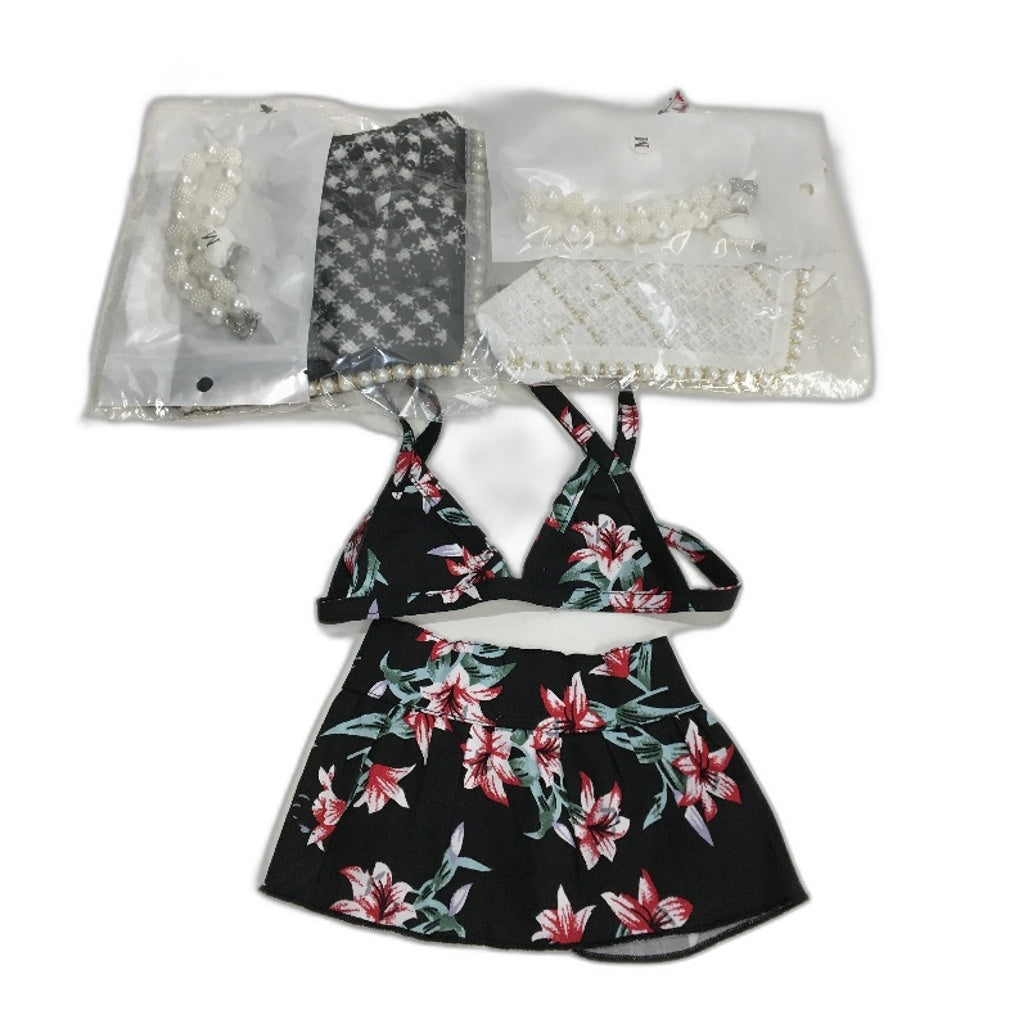 Milo & Mink 8 Pcs Floral Pattern Doggy Bikini & Accessories Bundle Dog Size XXS