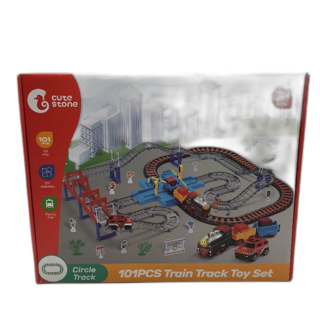 Cute Stone 101 Pcs Toy Train Track Playset Create Your Own World Railway