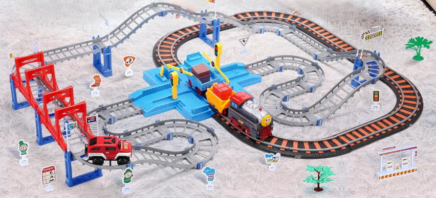 Cute Stone 101 Pcs Toy Train Track Playset Create Your Own World Railway