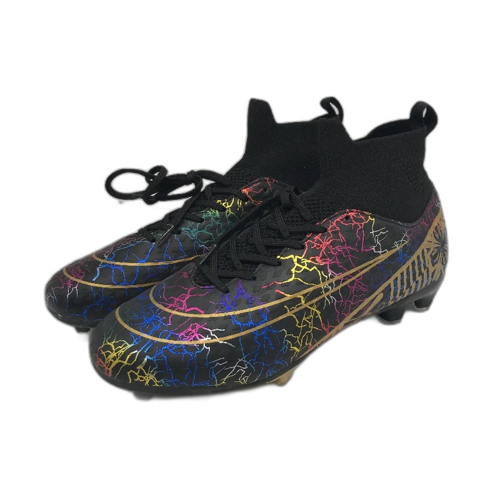 DISRATEBLU Black Patterned Professional Soccer Cleats Shoes Mens Size EU 40