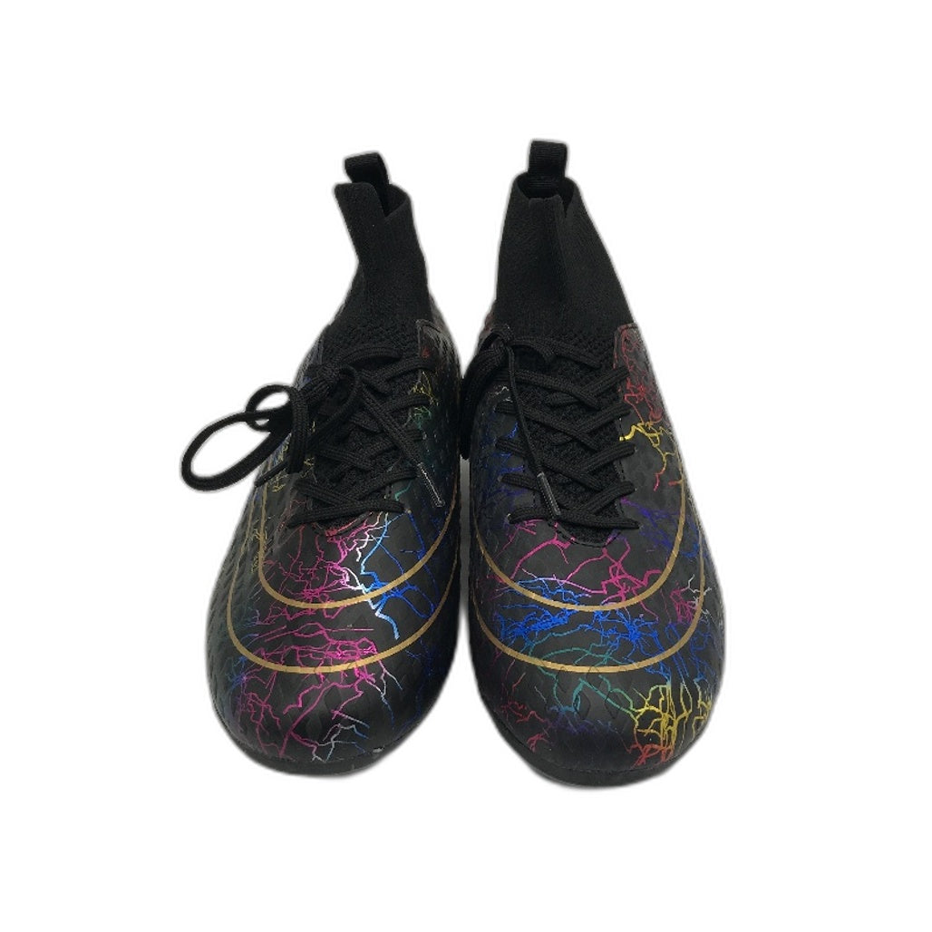 DISRATEBLU Black Patterned Professional Soccer Cleats Shoes Mens Size EU 40