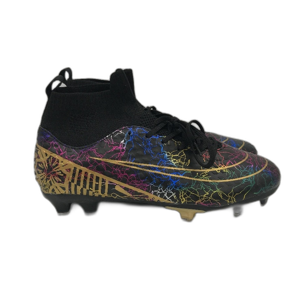 DISRATEBLU Black Patterned Professional Soccer Cleats Shoes Mens Size EU 40