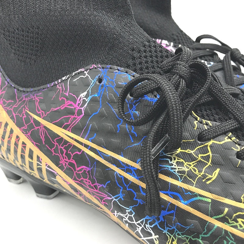 DISRATEBLU Black Patterned Professional Soccer Cleats Shoes Mens Size EU 40