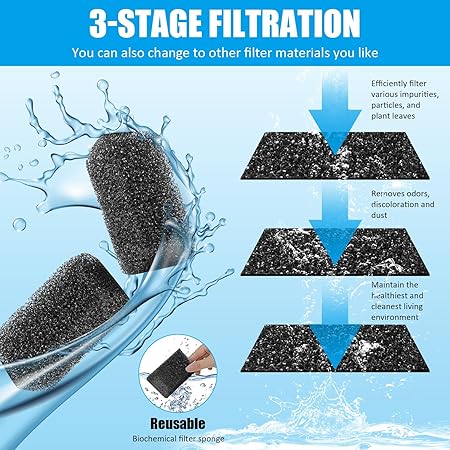 Submersible 30W Internal Fish Tank Aquarium 3 In 1 Biochemical Sponge Filter NEW