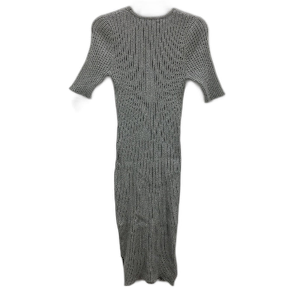 Decjuba Grey Round Neck Cotton Blend Stretchy Ribbed Knit Midi Dress Womens Sz S