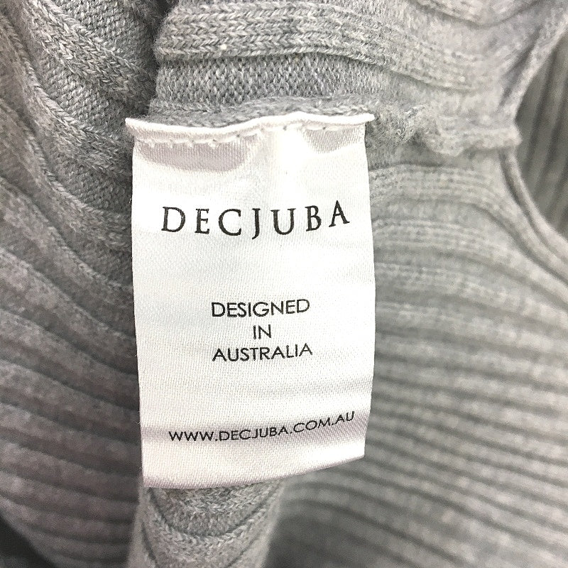 Decjuba Grey Round Neck Cotton Blend Stretchy Ribbed Knit Midi Dress Womens Sz S