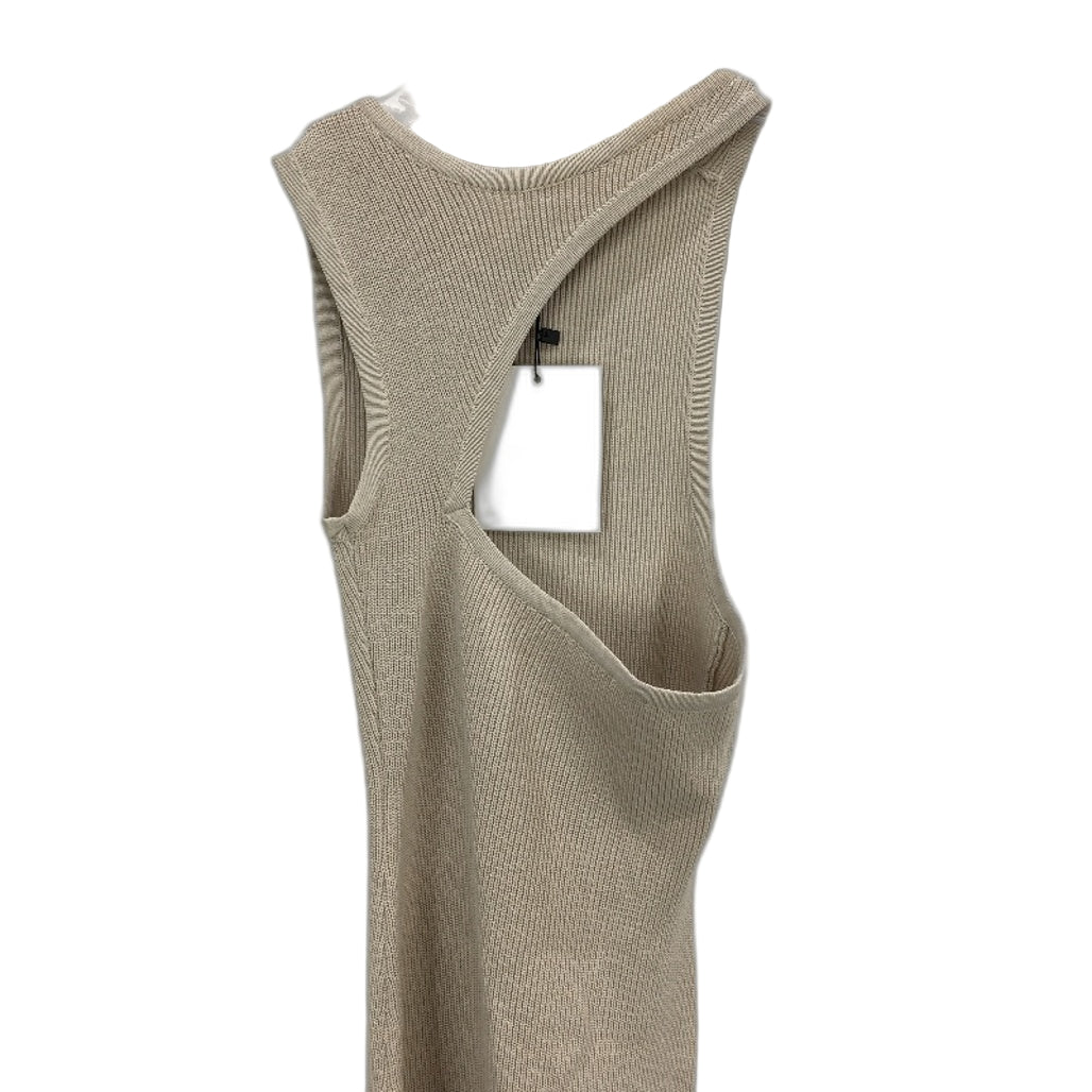 Dissh Beige Adalyn Asymmetrical Knitted Cut Out Sleeveless Midi Dress Women Sz S