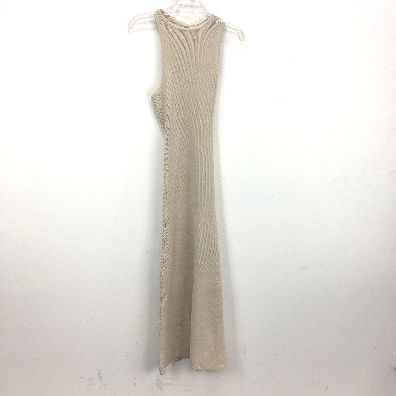 Dissh Beige Adalyn Asymmetrical Knitted Cut Out Sleeveless Midi Dress Women Sz S