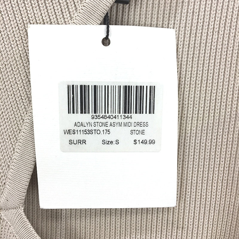 Dissh Beige Adalyn Asymmetrical Knitted Cut Out Sleeveless Midi Dress Women Sz S