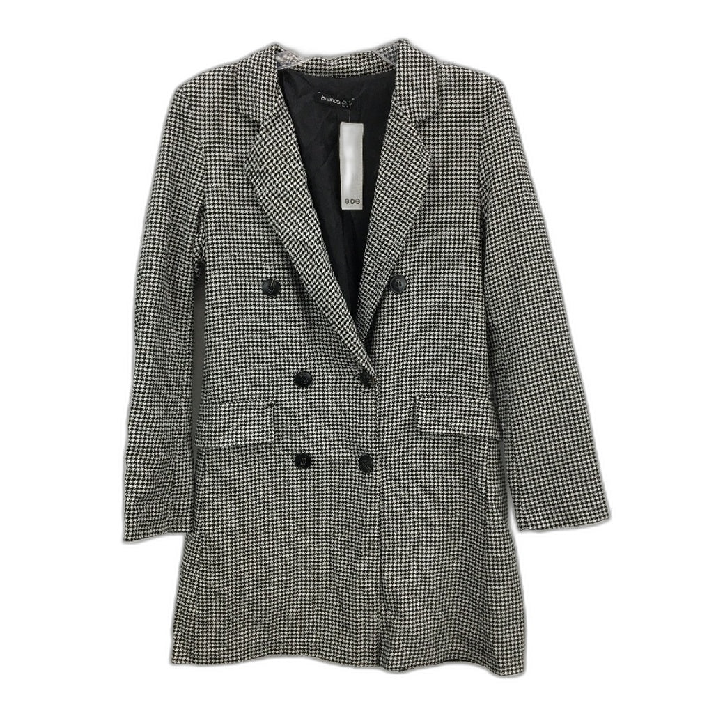 Boohoo Black & White Houndstooth Double Breasted Blazer Jacket Womens Sz 12 NEW