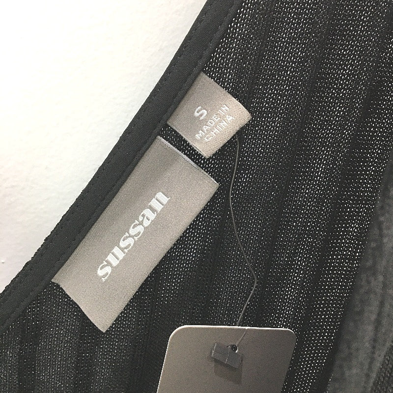 Sussan Sheer V Neck Belted Ribbed Knit Flowy Jumpsuit Black Womens Size S NEW