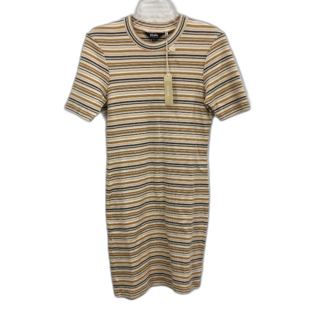 Afends Short Sleeve Stretchy Knitted Horizontal Stripe Mini Dress Womens Size 12