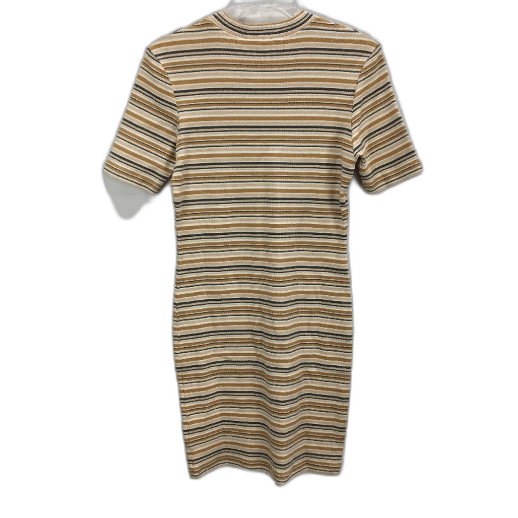 Afends Short Sleeve Stretchy Knitted Horizontal Stripe Mini Dress Womens Size 12