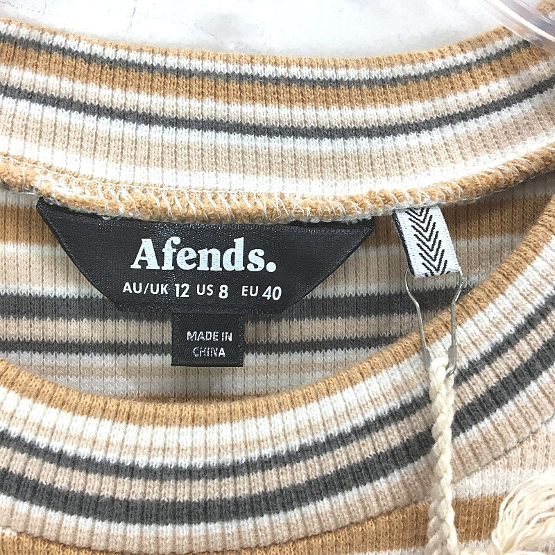 Afends Short Sleeve Stretchy Knitted Horizontal Stripe Mini Dress Womens Size 12