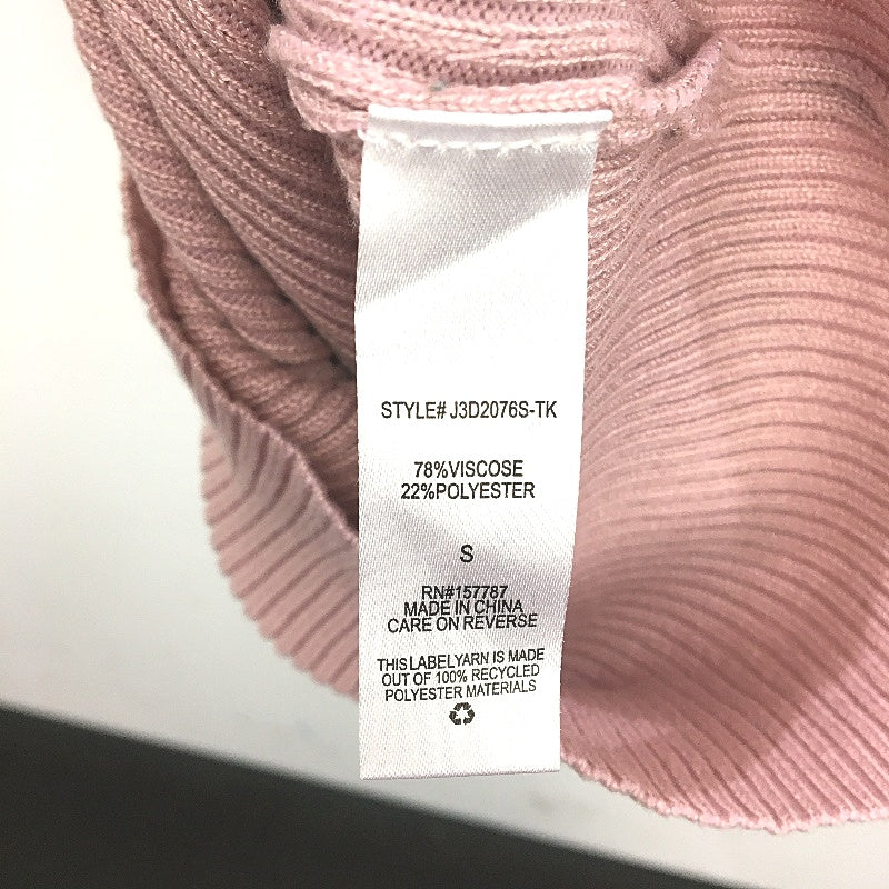 Love Always Pink Mesh Long Sleeve Ribbed High Neck Knit Midi Dress Womens Size S