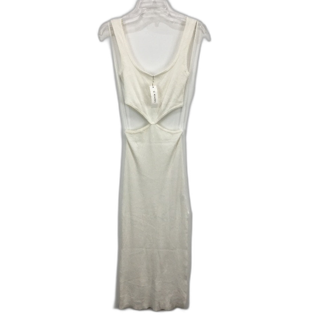 Glassons White Ribbed Sleeveless Cut Out Waist Knit Midi Dress Womens Size S NEW