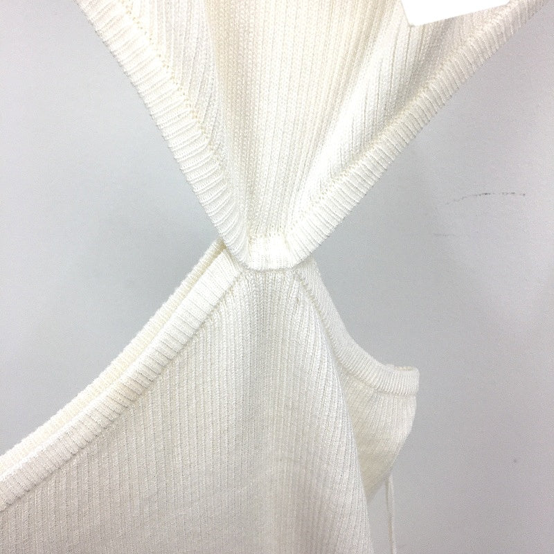 Glassons White Ribbed Sleeveless Cut Out Waist Knit Midi Dress Womens Size S NEW