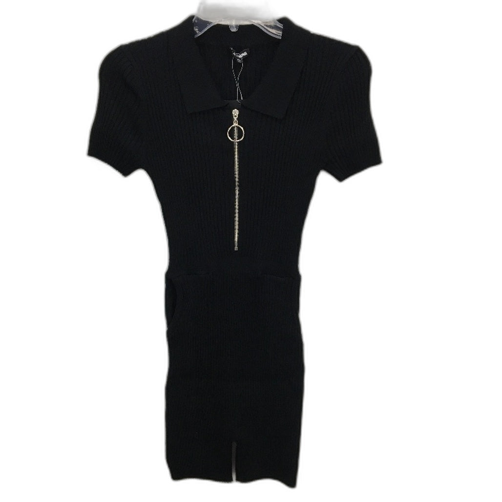 Fashion Nova Short Sleeve Stretchy Ribbed Zip-Up Warm Romper Playsuit Women Sz M