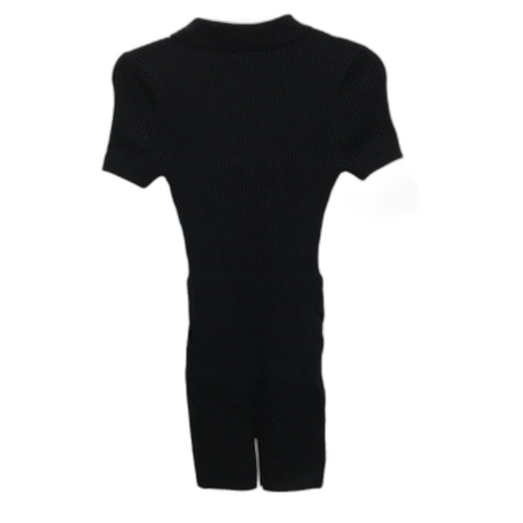 Fashion Nova Short Sleeve Stretchy Ribbed Zip-Up Warm Romper Playsuit Women Sz M