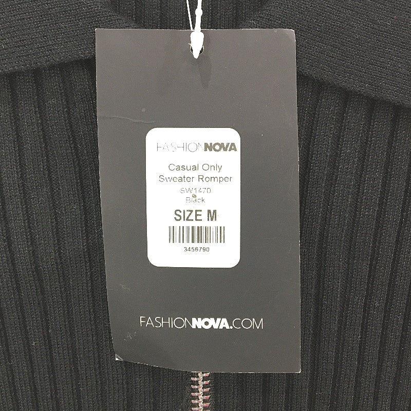 Fashion Nova Short Sleeve Stretchy Ribbed Zip-Up Warm Romper Playsuit Women Sz M