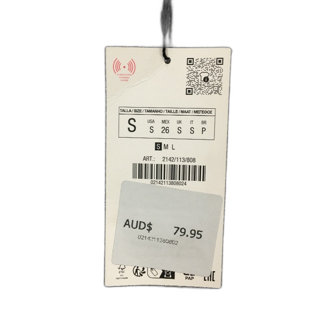 Zara Long Sleeve Hollow Knitted Tie Front Cardigan Silver Womens Size S NEW