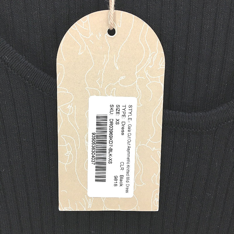 Meshki Gaia Cut Out Waist Long Sleeve Ribbed Stretchy Midi Dress Womens Size XS