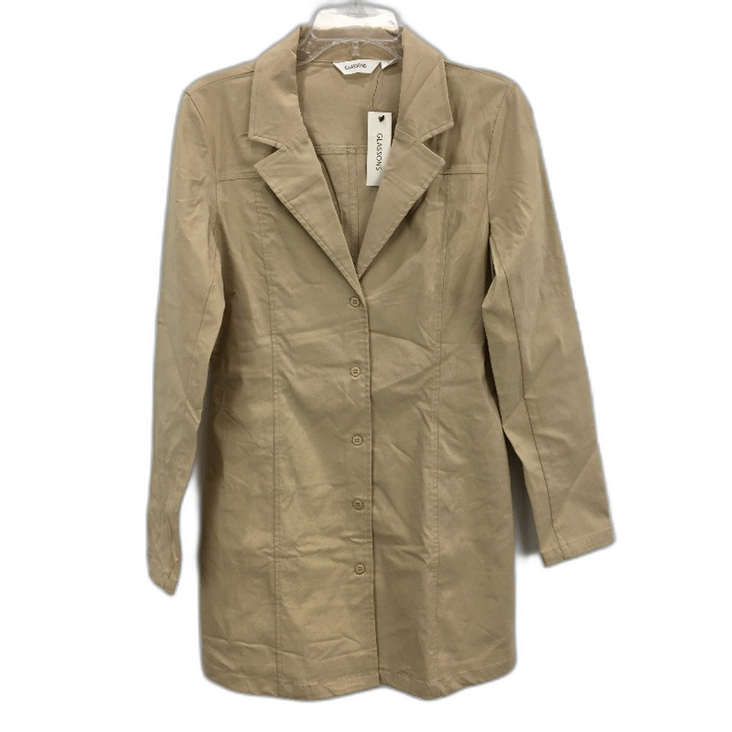Glassons Long Sleeve Single Breasted Lightweight Coat Jacket Beige Womens Sz 10