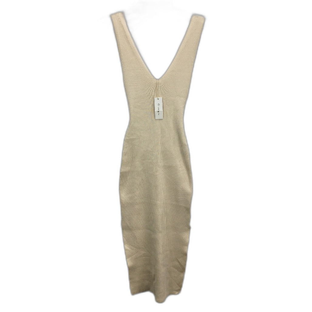 Giorgia V Neck Ribbed Double Slit Stretch Knit Tie Back Midi Dress Womens Sz M/L