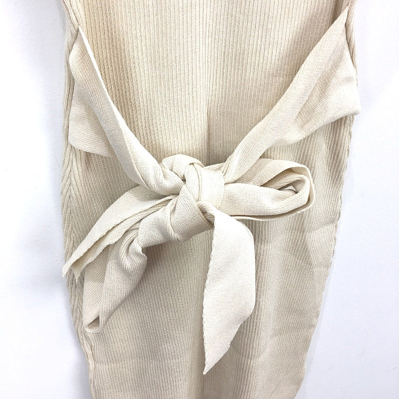 Giorgia V Neck Ribbed Double Slit Stretch Knit Tie Back Midi Dress Womens Sz M/L