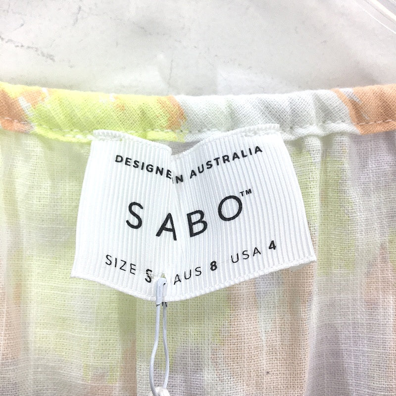 Sabo Short Sleeve Pastel Button Up Belted Flowy Summer Mini Dress Womens Sizw S