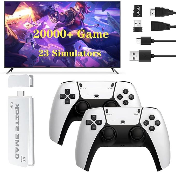 Retro Classic Game Console Stick Arcade Plug And Play With 2 Wireless Controller