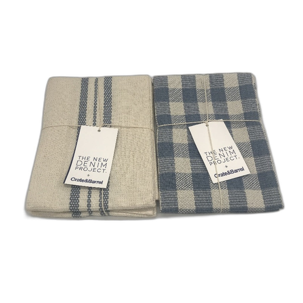 Crate and Barrel x The New Denim Project Recycled Dish Towels in Blue White NEW